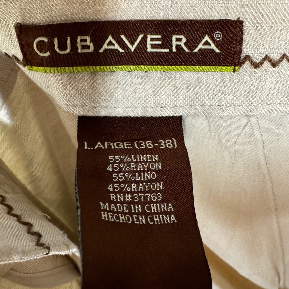 CUBANERAS Linen Blend Drawstring Waist Wide Leg Pants Beige Size Large - Picture 6 of 6